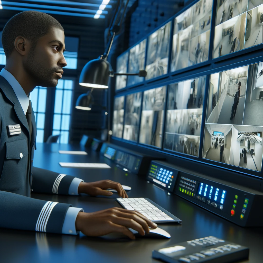 Security Guard Services - advanced surveillance equipment in a modern control room