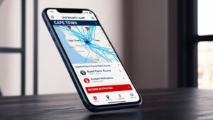 security services in cape town - smartphone displaying a live security alert app