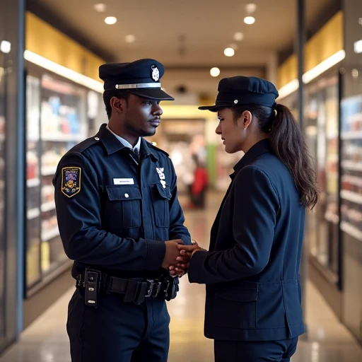 security guard greeting a customer at a store