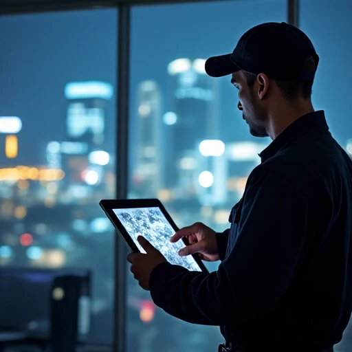 security guard company - guard in a control room using a tablet