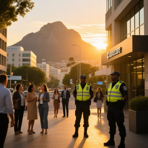 security guard service - secure business district in the morning